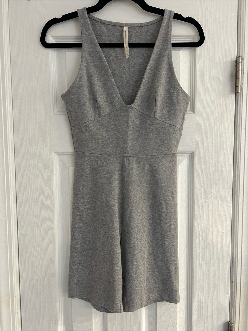 Aritzia Babaton Grey V-Neck Bike Short Romper